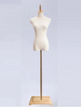 Wooden Mannequin Bust Display W/ Wooden Base (Adjustable)